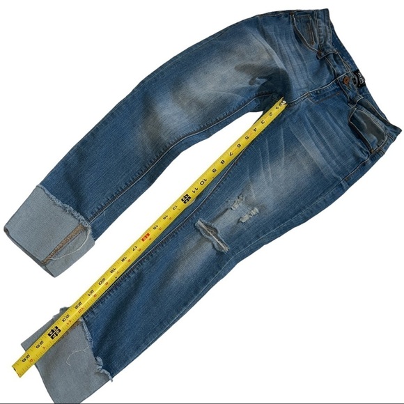 IRIS JEANS CUFFED SKINNY CROPS DISTRESSED WOMEN’S‎ DENIM JEANS SIZE 7 - Picture 12 of 14